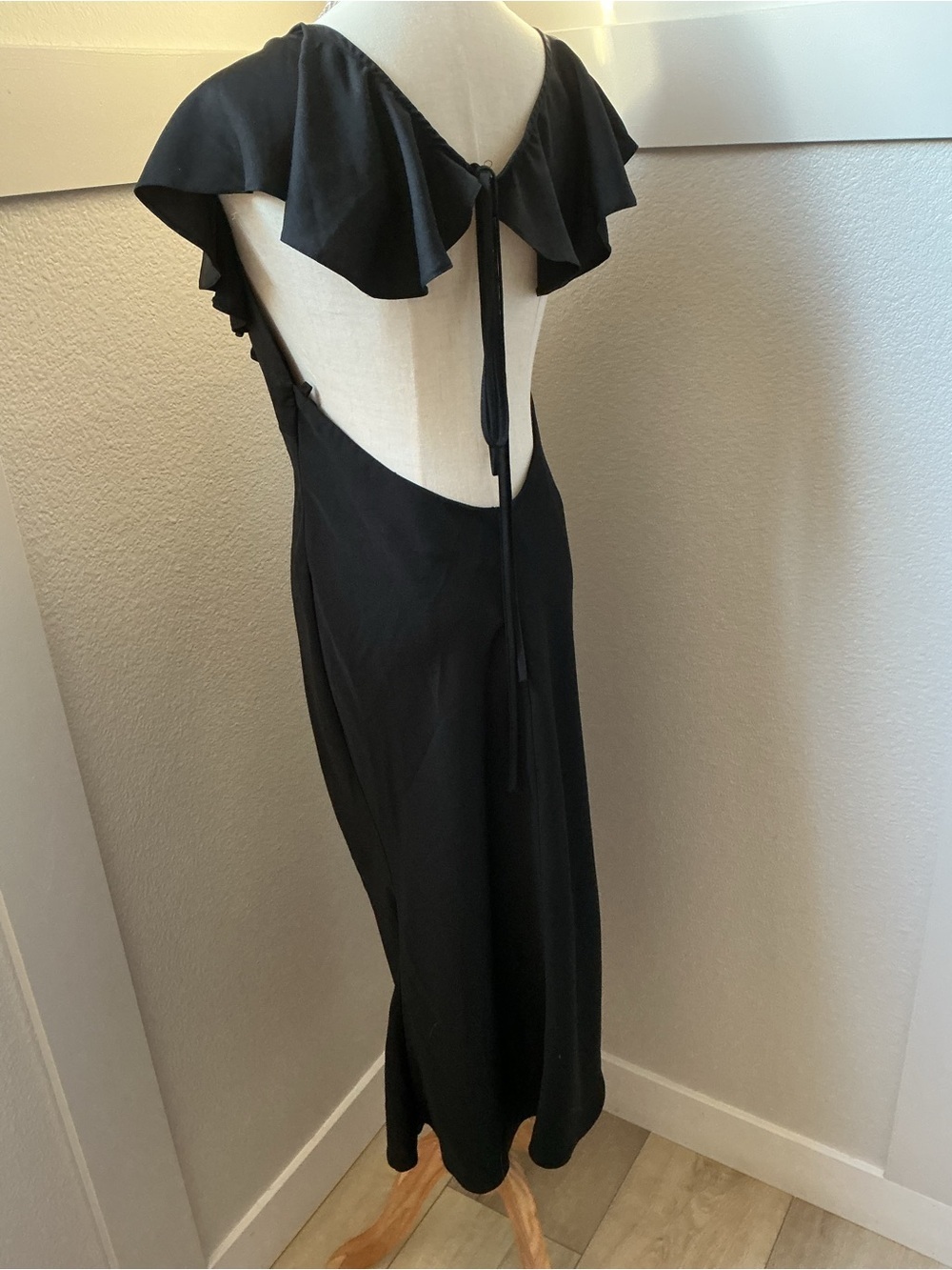 ASOS Black Ruffle Open-Back Midi Dress - Picture 5 of 10
